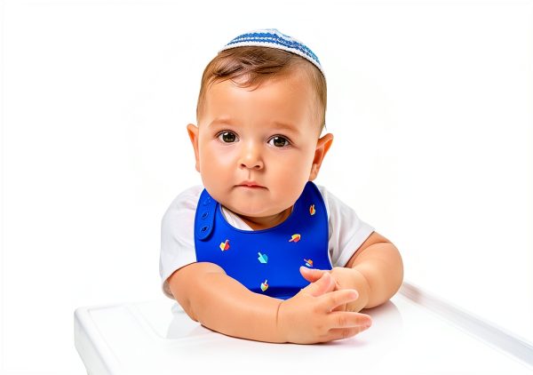 Hanukkah Silicone Baby Bib by Kido Dreidel Design-3