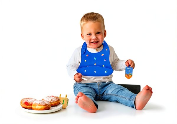 Hanukkah Silicone Baby Bib by Kido Dreidel Design-1
