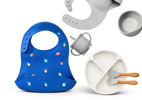 Hanukkah Silicone Baby Bib by Kido Dreidel Design-2