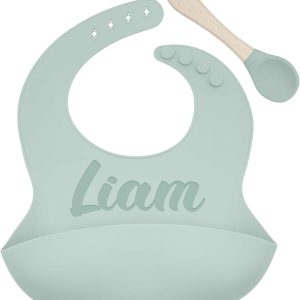 Personalized Baby Bibs Set Green Set of 2-0