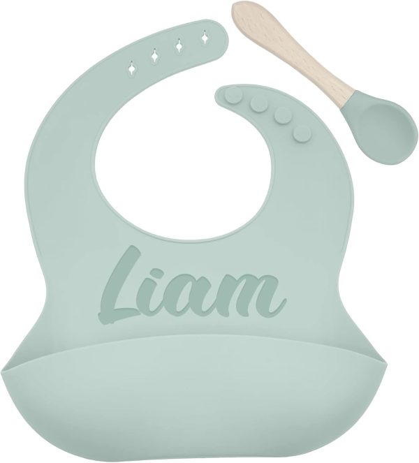 Personalized Baby Bibs Set Green Set of 2-0