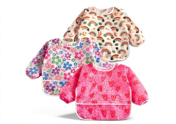 Baby Smock for Eating Toddlers Waterproof Bibs-0