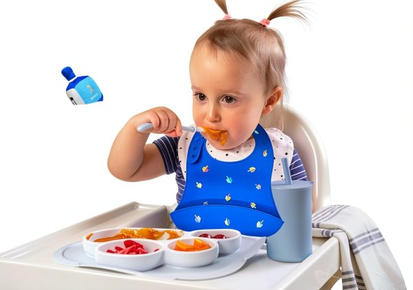 Hanukkah Silicone Baby Bib by Kido Dreidel Design-4