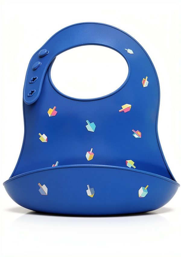 Hanukkah Silicone Baby Bib by Kido Dreidel Design-0
