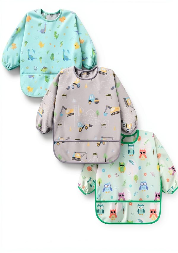 Accmor Waterproof Baby Bib Long Sleeve Adjustable-0