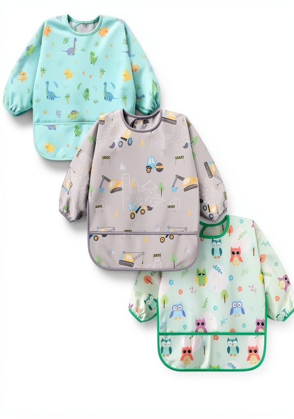 Accmor Unisex Baby Long Sleeve Bibs Waterproof-0