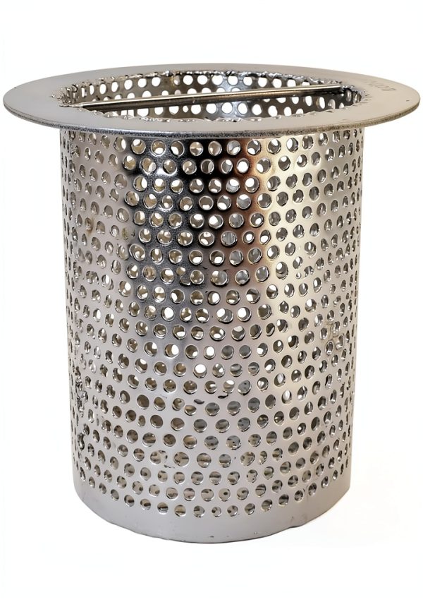 4" Commercial Floor Drain Strainer, 4" Tall, Perforated Stainless Steel-0