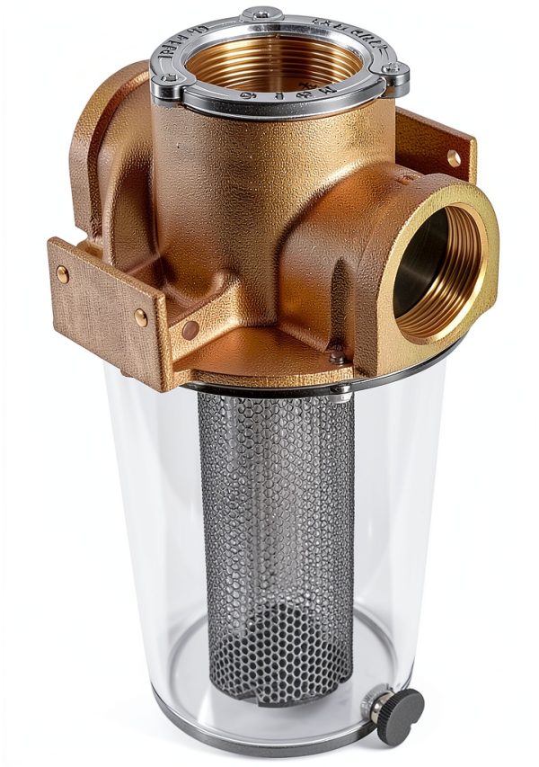 GROCO ARG-1000 1" Raw Water Strainer with Polished Bronze Basket-0