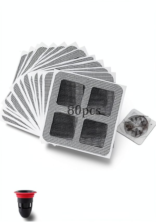 Grantirmse Einweg Filterflicken, Grantirmse Disposable Filter Patches, Grantirmse Drain Mesh Stickers, Grantirmse Upgrade Disposable Floor Drain Filter Stickers, for Bathroom Kitchen (20)-0