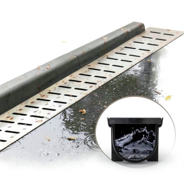 Dollate Trench Drain 3‑Pack Stainless Steel HDPE Channel for Garage-5