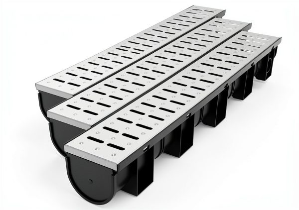Dollate Trench Drain 3‑Pack Stainless Steel HDPE Channel for Garage-0